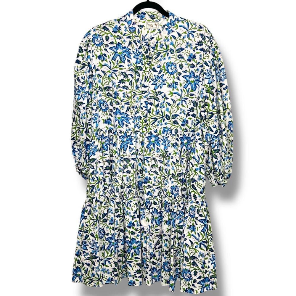 ❌SOLD❌ MILLE Resort & Travel Tiger Lily Cotton Babydoll Mini Shirt Dress Large